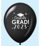 11" Congrats Grad 2023 Latex Balloons 25 Count Black