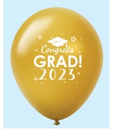 11" Congrats Grad 2023 Latex Balloons (25 Count) Gold