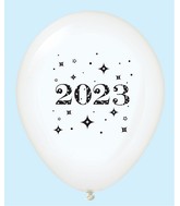 11" Year 2023 Stars Latex Balloons Clear (25 Per Bag)
