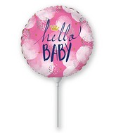 9" Airfill Only Hello Baby Girl Foil Balloon