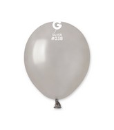 5" Gemar Latex Balloons (Bag of 100) Metallic Silver
