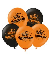 12" Kalisan Print Happy Halloween Latex Balloons (25 Per Bag)