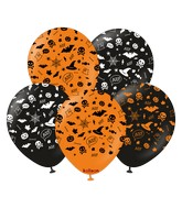 12" Kalisan Print Halloween Festive Latex Balloons (25 Per Bag)
