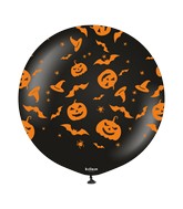 24" Kalisan Print Halloween Pumpkin/Witch Latex Balloons (1 Per Bag)