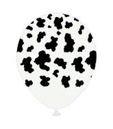 12" Safari Cow Printed White Kalisan Latex Balloons (25 Per Bag)