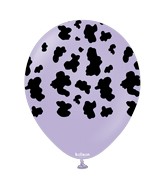 12" Safari Cow Printed Lilac Kalisan Latex Balloons (25 Per Bag)