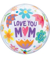 22" Love You M(Heart)M Flowers Bubble Balloon