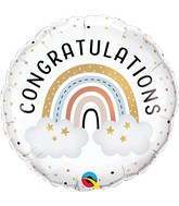 18" Congratulations Boho Rainbow Foil Balloon