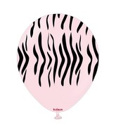 12" Safari Tiger Light Pink Printed Kalisan Latex Balloons (25 Per Bag)