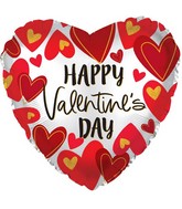 18" Happy Valentine's Day Scattered Hearts Balloon