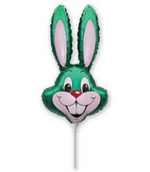 16" Airfill Only Green Bunny Rabbit Head Foil Balloon