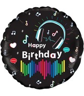 18" Oaktree Media Music Birthday Holographic Foil Balloon