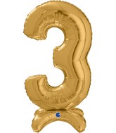 25" Number Standup 3 Gold Foil Balloon