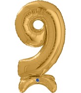 25" Number Standup 9 Gold Foil Balloon