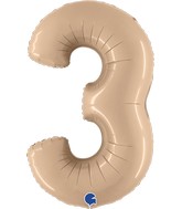 40" Number "3" Satin Nude Foil Balloons