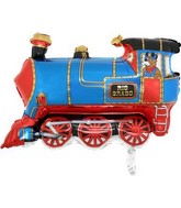 25" Foil Train Balloon Blue