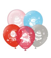 12" Christmas Santa Claus Kalisan Printed Latex Balloons (25 Per Bag)