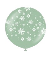 24" Christmas Snowflake Winter Green Kalisan Printed Latex Balloons (1 Per Bag)
