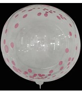 18" Dot Printed Bobo Balloon Pre Streched Fushia(10 Per Bag)