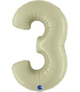 40" Number "3" Satin Olive Green Foil Balloons