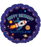 9" Airfill Only Happy Birthday Earthling Foil Balloon