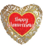 9" Airfill Only Anniversary Silver Lace Foil Balloon