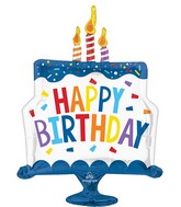 29" Happy Birthday Tiered Cake Foil Balloon