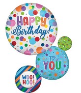 28" Satin Happy Birthday Orbs Foil Balloon