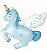 44" Unicorn Wing Blue Foil Balloon