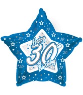 18" Happy 30th Birthday Blue Star Balloon