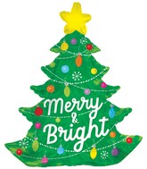 35" Merry and Bright Tree Foil Balloon