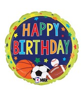 18" MAX Float Multi-Sports Birthday Foil Balloon