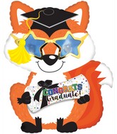 22" Grad Fox With Diploma Foil Balloons
