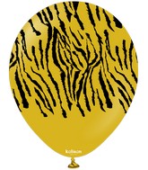12" Kalisan Safari Tiger Mustard (Printed Black-(25 Per Bag) Latex Balloons