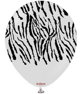 12" Kalisan Safari Tiger Smoke (Printed Black-(25 Per Bag) Latex Balloons