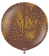 24" Kalisan Safari Mutant Chocolate Brown (Printed Gold-1 Per Bag) Latex Balloons
