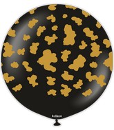 24" Kalisan Safari Cow Black (Printed Gold-1 Per Bag) Latex Balloons