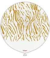 24" Kalisan Safari Tiger White (Printed Gold-1 Per Bag) Latex Balloons
