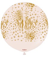 24" Kalisan Safari Mutant Pink Blush (Printed Gold-1 Per Bag) Latex Balloons