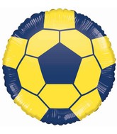 18" Soccer Yellow With Blue Foil Balloon