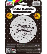 24" BOBO Happy Birthday Black Print Valved Balloon