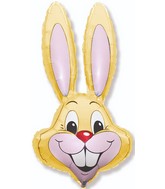35" Bunny Rabbit Head Pastel Yellow Foil Balloon