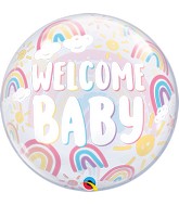 22" Single Bubble Balloon Welcome Baby Boho Rainbows