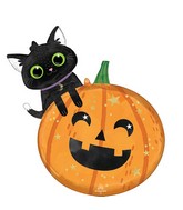 29" Jumbo Halloween Cat & Pumpkin Foil Balloon