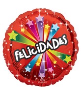 18" Felicidades Estrellas (Spanish) Foil Balloon
