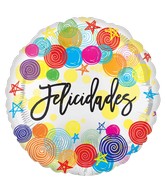 18" Felicidades Espirales (Spanish) Foil Balloon