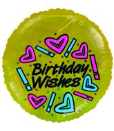 2" Airfill Only Happy Birthday Wishes Gold Balloon