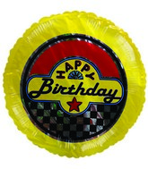 4" Airfill Happy Birthday Yellow Checkered Balloon