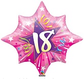 28" 18th Birthday  Pink Shinning Star Balloon