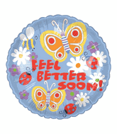 9" Airfill Feel Better Soon Butterfly and Flowers Balloons